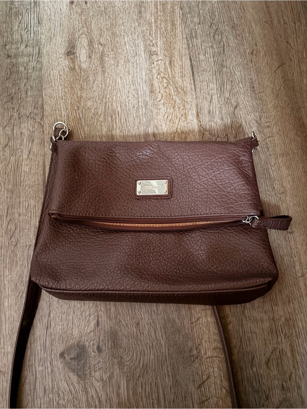 Nine West Brown Textured Crossbody Bag - Picture 1 of 3